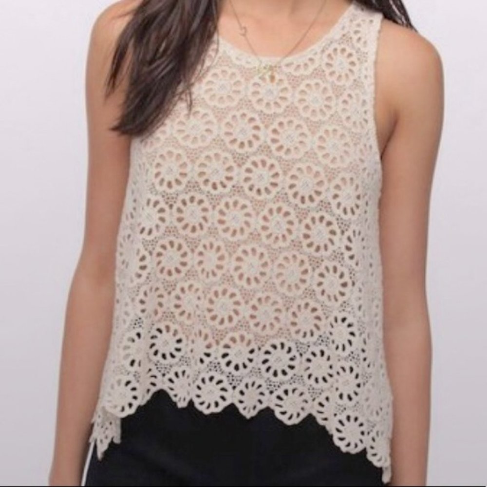 Pins and Needles Creamy Crocheted Tank, Urban Outfitters, Size Small